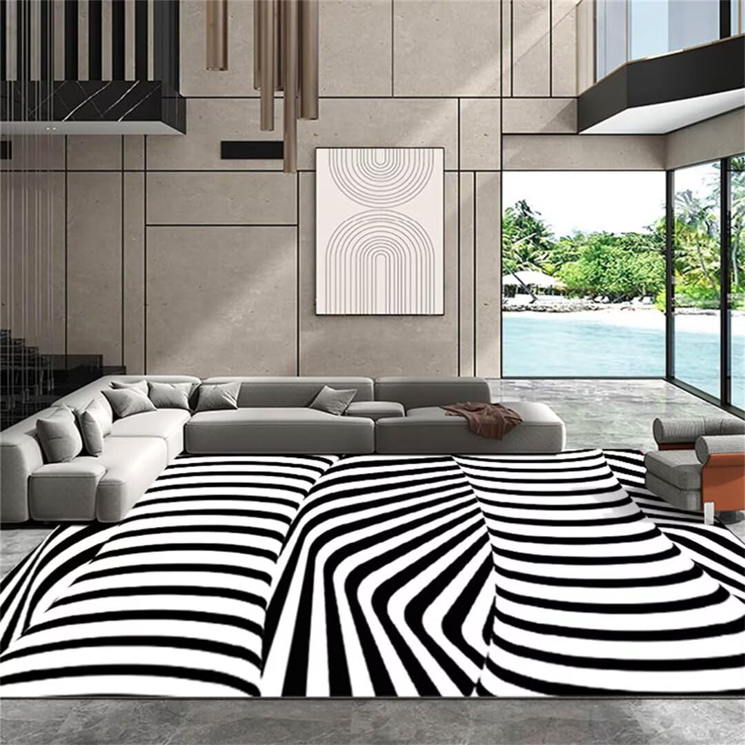 Tapis antidérapant doux 140x200cm motif zèbre facile à nettoyer pour salon