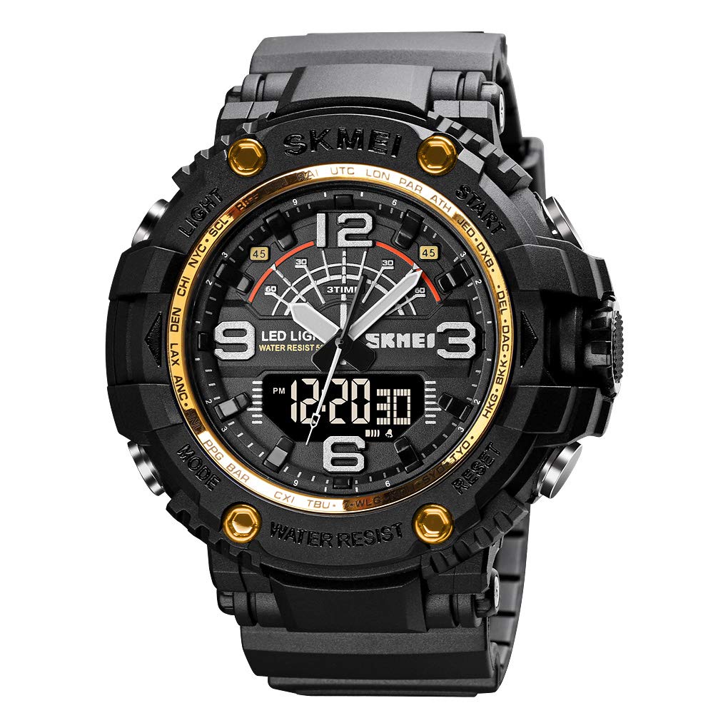 SKMEI Polyurethane Men Digital Analogue - Digital Sports Watch, Dual Time Display Led Military Wrist Watch, Shockproof Large Dial Men Wristwatches Outdoor Waterproof Alarm Watches - 1617, Blue Band (B0C4NWT2XF) Amazon Price History, Amazon Price Tracker