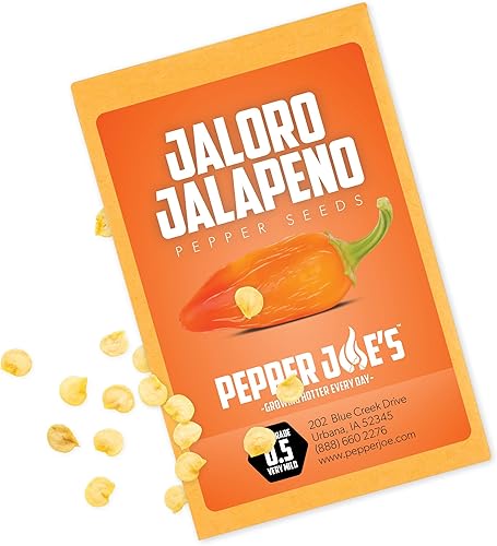 Pepper Joe's Jaloro Semillas de pimiento jalapeño Paquete de más de 10 semillas de pimiento jalapeño amarillo suave, cultivadas en Estados Unidos,