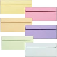 Vista 1 de Sobres de colores tamaño carta, paquete de 36 sobres de negocios #10, 4 1/8 x 9 1/2 pulgadas, 6 colores pastel