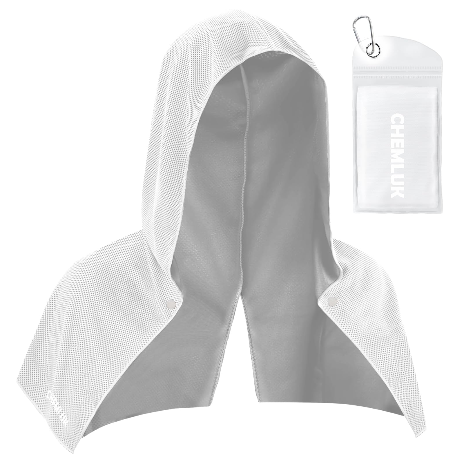 Photo 1 of CHEMLUK Cooling Hoodie Towel: Cooling Towels for Neck and Face Sun Protection Instant Cool for Hot Weather Hiking Camping Running Golf Gardening Fishing Music Festivals Theme Parks Beach - White