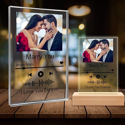 Miniatura 6 de Uoffice5 Canción acrílica personalizada con foto, cubierta de álbum de música personalizada, placa de vidrio personalizada, regalos para el día de