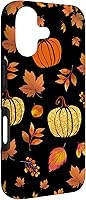 Vista 3 de Fall Leaves and Pumpkins Pattern Halloween Autumn Case for iPhone 17