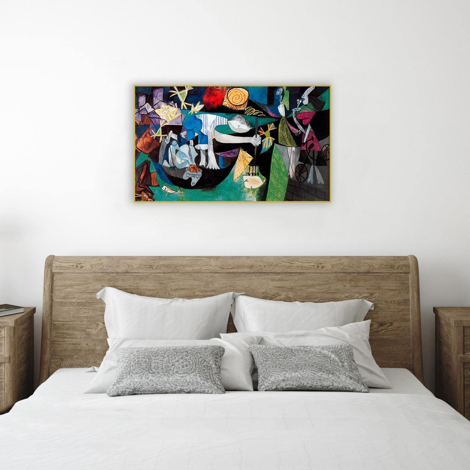 パブロ・ピカソ、Night Fishing at Antibes、希少な画集より パブロ ピカソ「アンティーブの夜釣り」額縁4色選択可能 作品