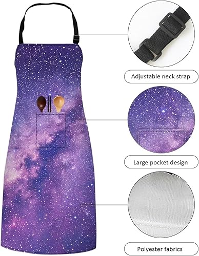 Miniatura 5 de Delantales para mujeres y hombres con bolsillos, delantales de cocina ajustables, delantales largos con babero