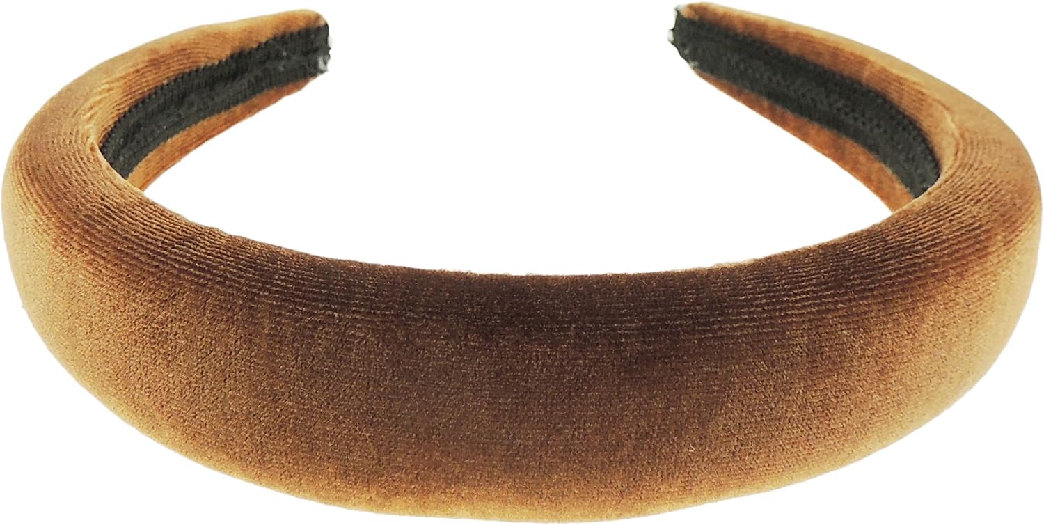 SMALL HEAD Ladies Girls Evening Wide Padded Velvet Small Headband Alice Band (Chocolate)
