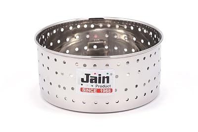 JAIN Stainless Steel Paneer and Tofu Maker Round Press Mould Strainer with Top Press Lid - 300 ML