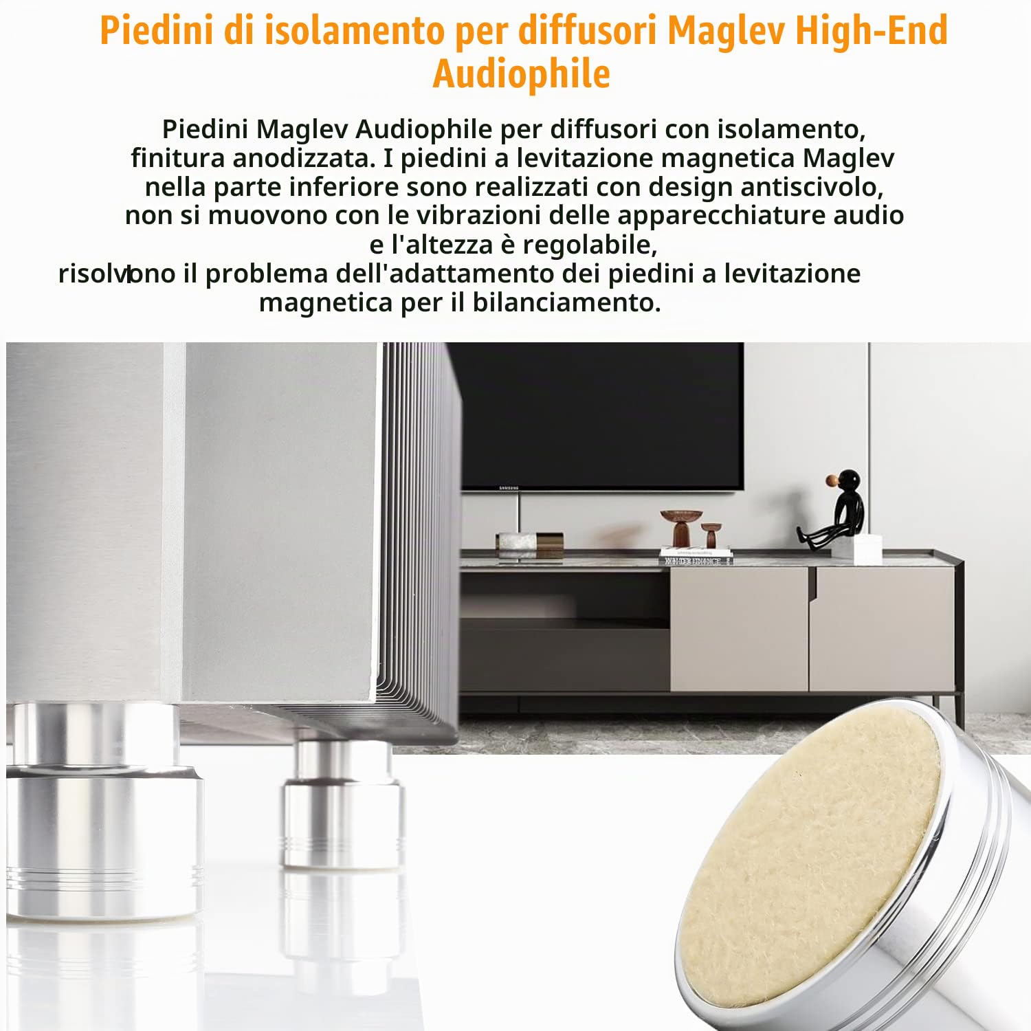 4 pezzi in alluminio ammortizzatore piedi Maglev isolamento HiFi audio ammortizzatore piede altoparlante supporto (4842)