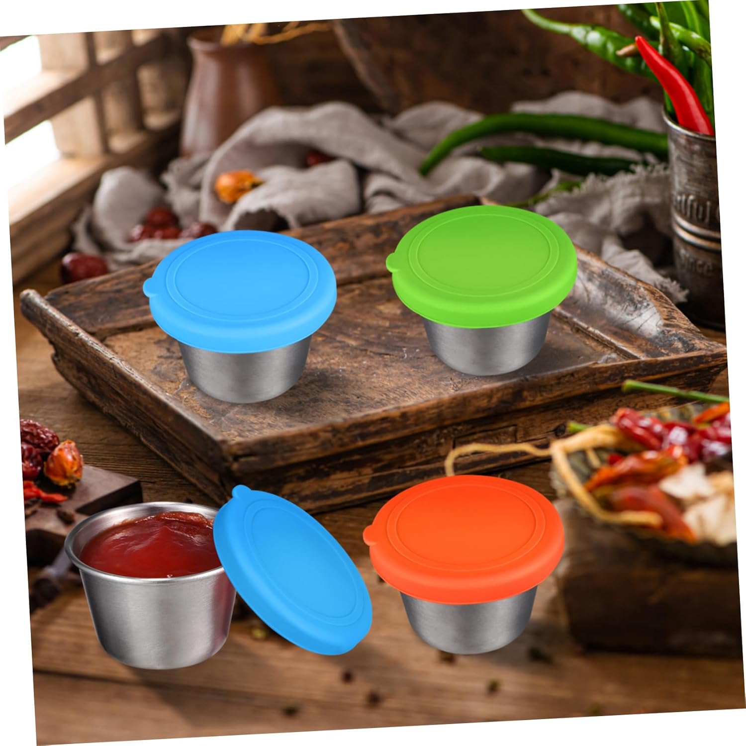 Zerodeko 40pcs Silicone Dipping Sauce Cups Lids Leakproof Condiment Containers for Salad Dressing Reusable and Flexible Design for Meal Prep and Storage