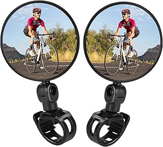 Bicycle Mirror, Bicycle Cycling Rear View Safe Mirrors, Adjustable Rotatable Handlebars Mounted Plastic Convex Mirror for Cycle (1 Pair)