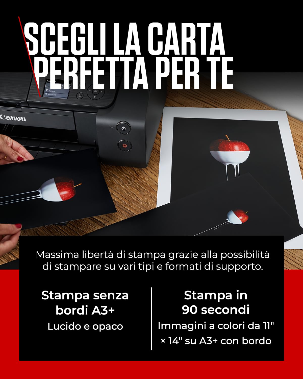 Canon PIXMA PRO-200S Stampante Fotografica - Colori Vivaci, Versatilità, Stampante A3+ - Sistema ad 8 Inchiostri Dye a Colori - 3 Opzioni di Alimentazione - Facile da Usare