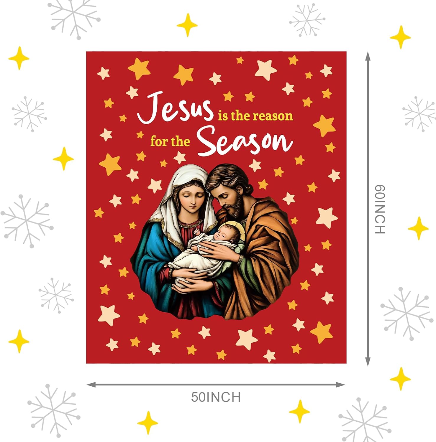 Christmas Blanket Nativity Christian Religious Decorations Jesus is The Reason for The Season Throw Blanket Ultra Soft Cozy for Home Sofa Couch and Bed 50x60 Inch
