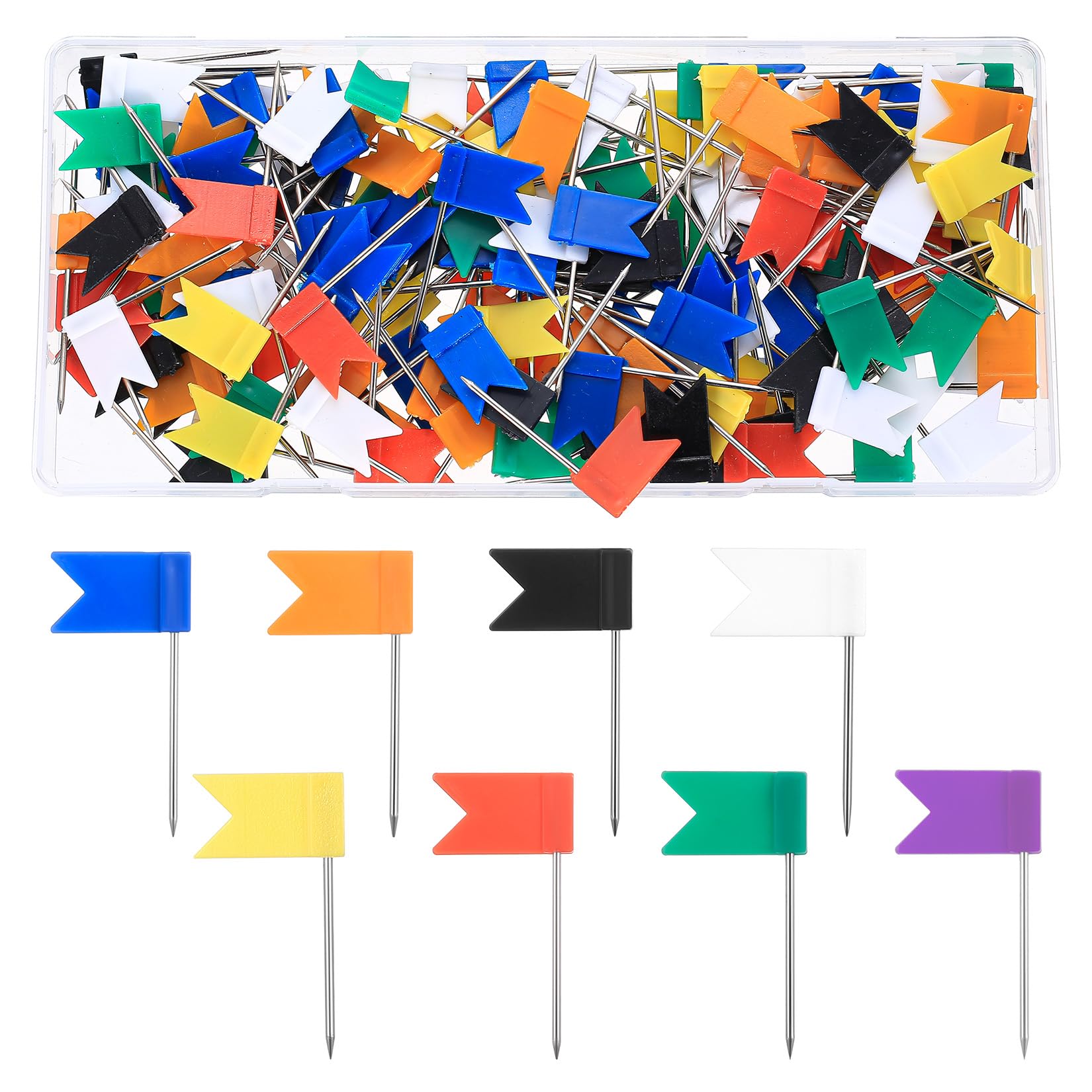 160 Pcs Push Pins for Pinboard Pins, Multicolored Map Pinset, Flag Push Pinset, Map Tacks for Pinboards Cork Board Notice Boards Drawing Home Office School(8 Colors)
