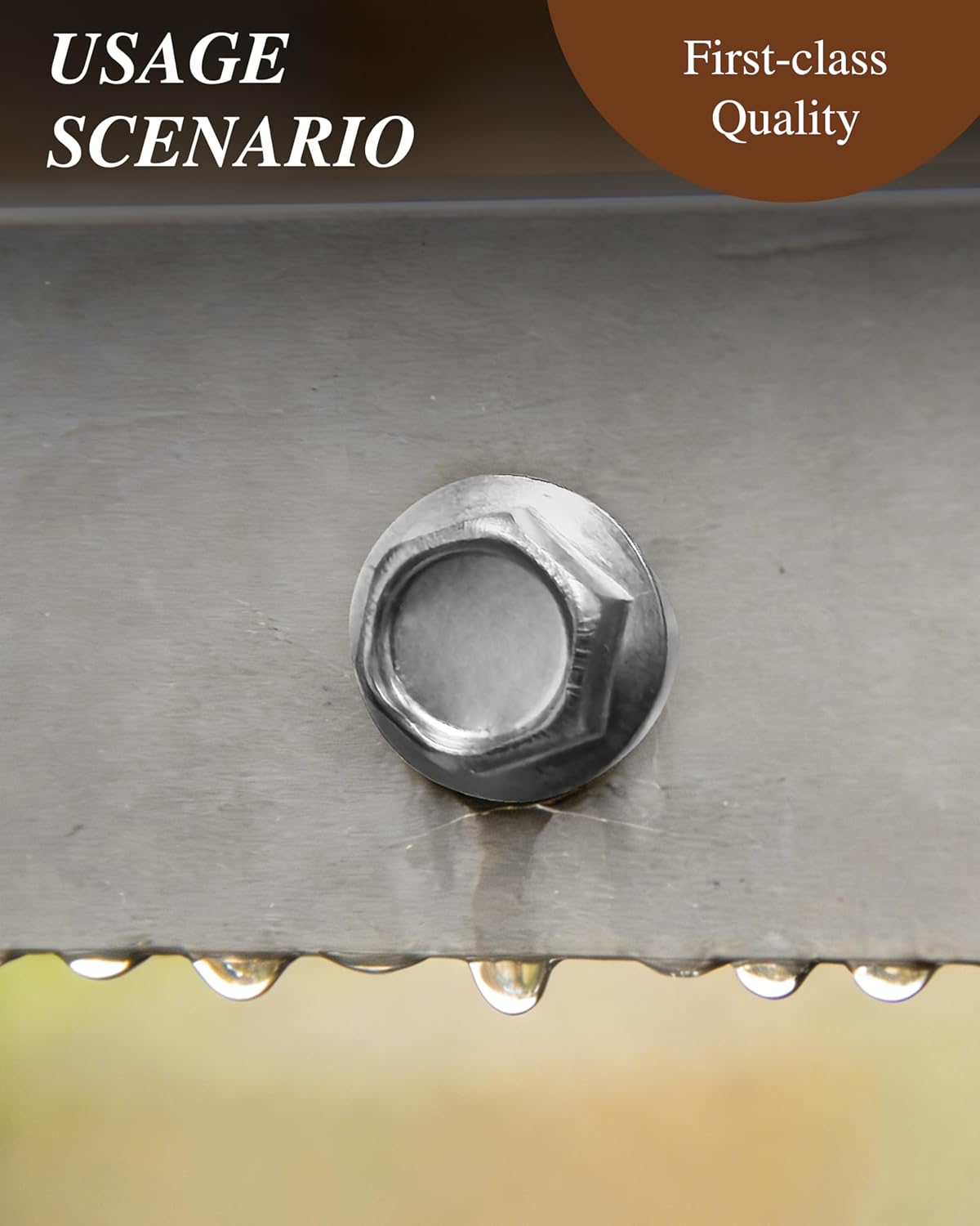 100PCS #10 x 1 Self Drilling Screws, Self Tapping Screws for Metal, 410 Stainless Steel Hex Washer Head Sheet Metal Screw, Bright Finish with 8mm Hex Socket