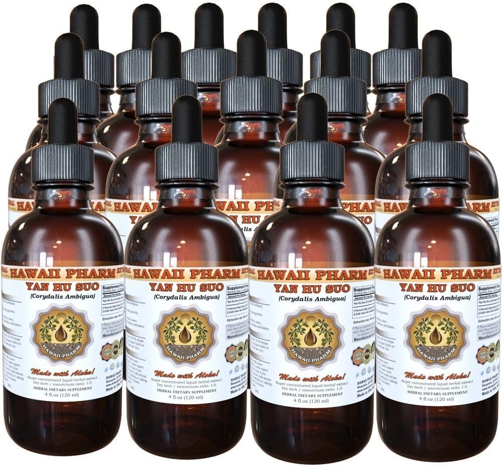Yan Hu SUO Liquid Extract, Yan Hu SUO (Corydalis Ambigua) Root Powder Tincture, Herbal Supplement, Hawaii Pharm, Made in USA, 15x4 fl.oz
