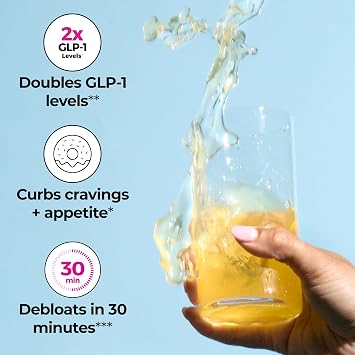 Flatter Me Fiber GLP-1 Booster Fiber Supplement for Women & Men, Prebiotics & Enzymes for Weight Support, Reduce Bloating, Double GLP-1 Levels, Digestive & Gut Health (10 Servings)