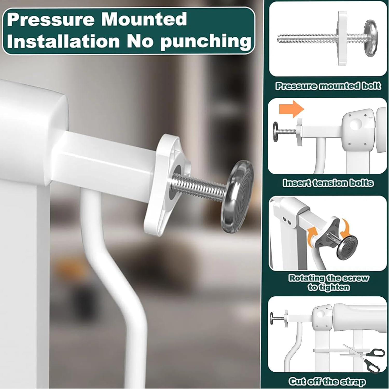 TSAYAWA Baby Gate Extra Wide Fits 71.65-85.82 inch Wide Opening - Dog Pet Gates for Doorways Stairs No Drilling Pressure Mounted - Large Child Safety Gate Indoor Outdoor White