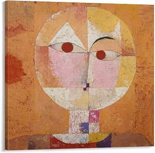 JU XIANG Paul Klee Prints,r Senecio (1922) by Paul Klee Poster Home Decor Poster Wall Art Hanging Picture Print Bedroom Decorative Painting Posters Room Aesthetic 28x28inch(70x70cm)