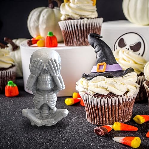 Miniatura 5 de Molde de vela de calavera 3D en columna de resina de silicona para aromaterapia, fundición de resina, fabricación de cera de jabón casero, arcilla