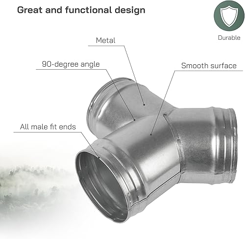 Miniatura 3 de Vent Systems Conector de conducto de 5 pulgadas, adaptador de manguera de 3 víasdivisor para manguera, conector de tubería redonda en forma de Y,