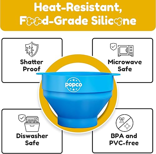 Miniatura 5 de La original Popco - Palomera de silicona para microondas, con asas, para hacer palomitas de maíz, sin BPA y apta para lavavajillas, 10 colores