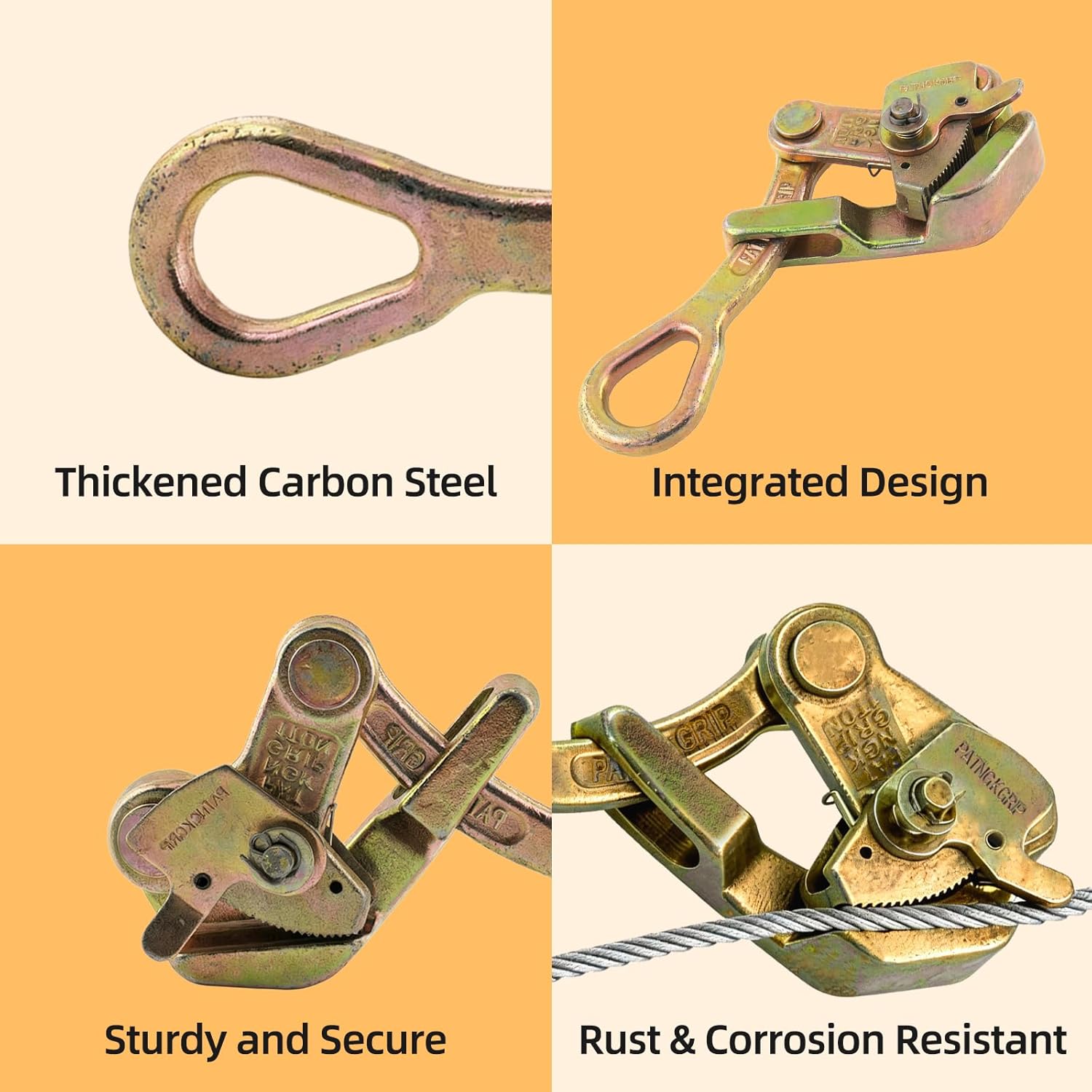 1 Ton Cable Puller Steel Wire Grip, 2200 Lbs Cable Puller Wire Puller for 5/32”-7/8” Steel Wire Rope, Wire Pulling Come Along Tools (3t)