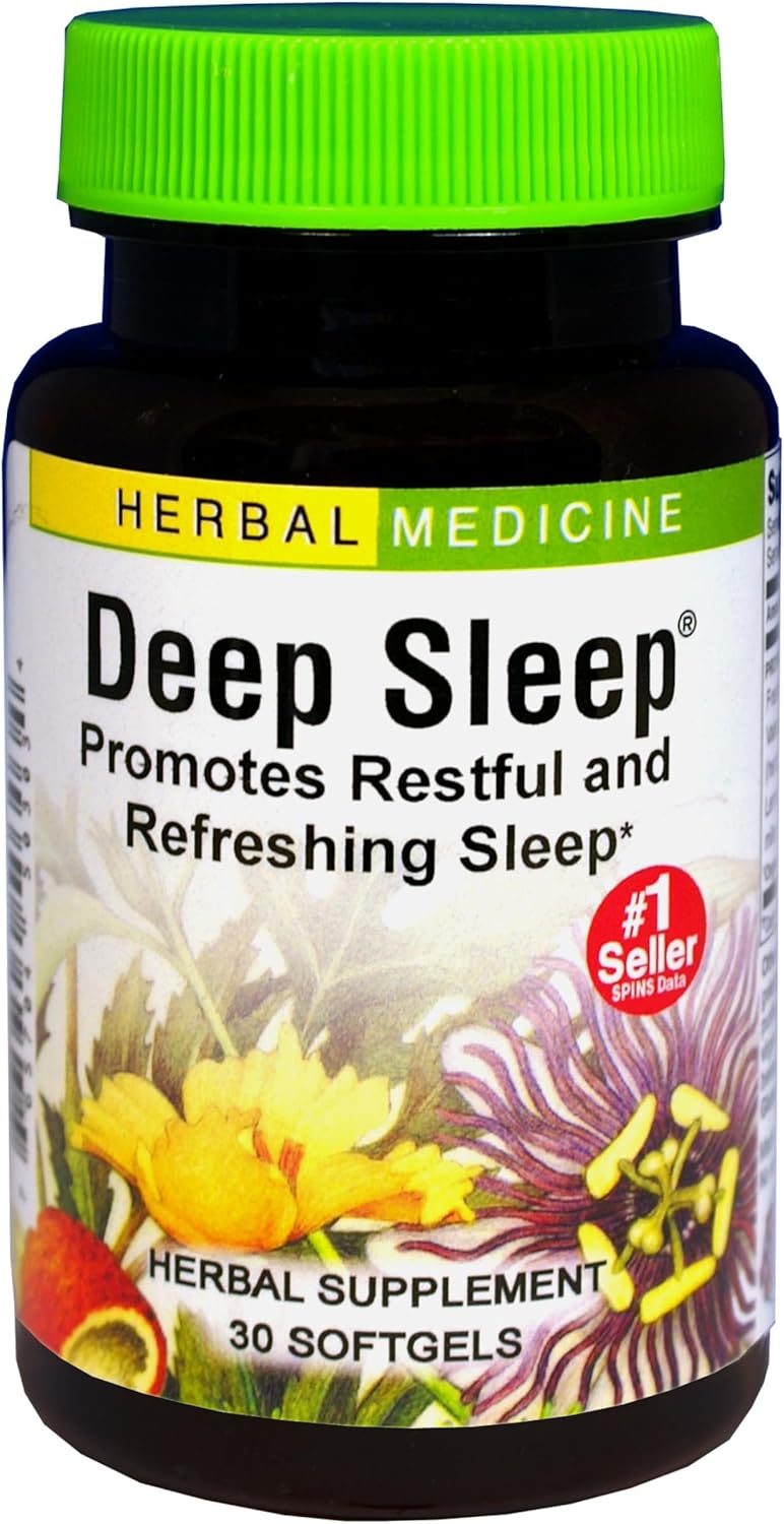 Product image of Herbs Etc. Deep Sleep Softgels - Herbal Sleep Support Supplement - Rest & Calming Support with Passionflower, Chamomile & Lemon Balm - 30 Softgels (30 Servings)
