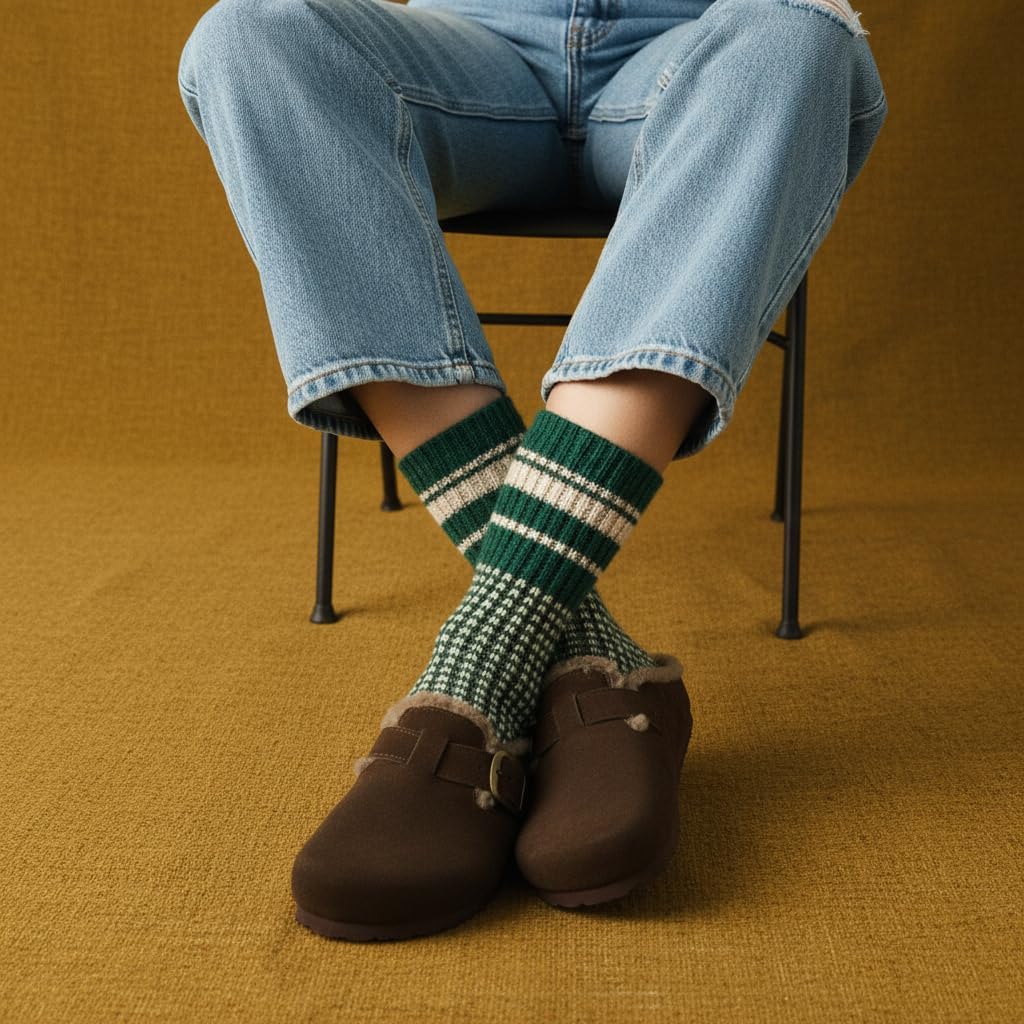 CUSHIONAIRE Haven Genuine Leather Clogs for Women – Faux Fur Lined Slip-On Womens Shoes with Cork Footbed and Adjustable Buckle - Image 3