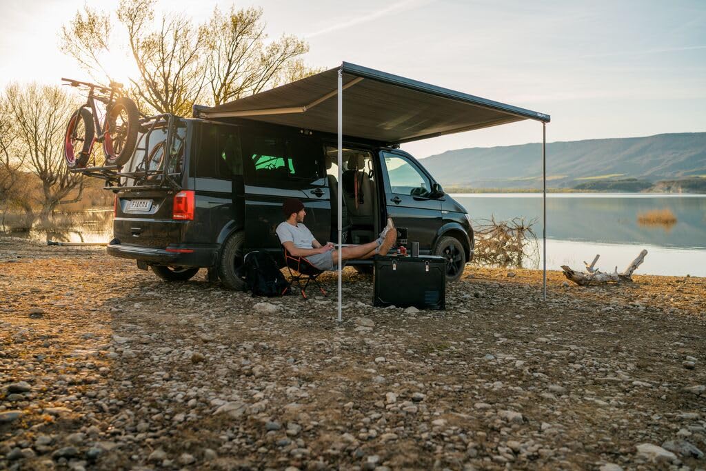Fiamma F45S 260 Deep Black Awning with T5 T6 Transporter Standard Fitting Kit
