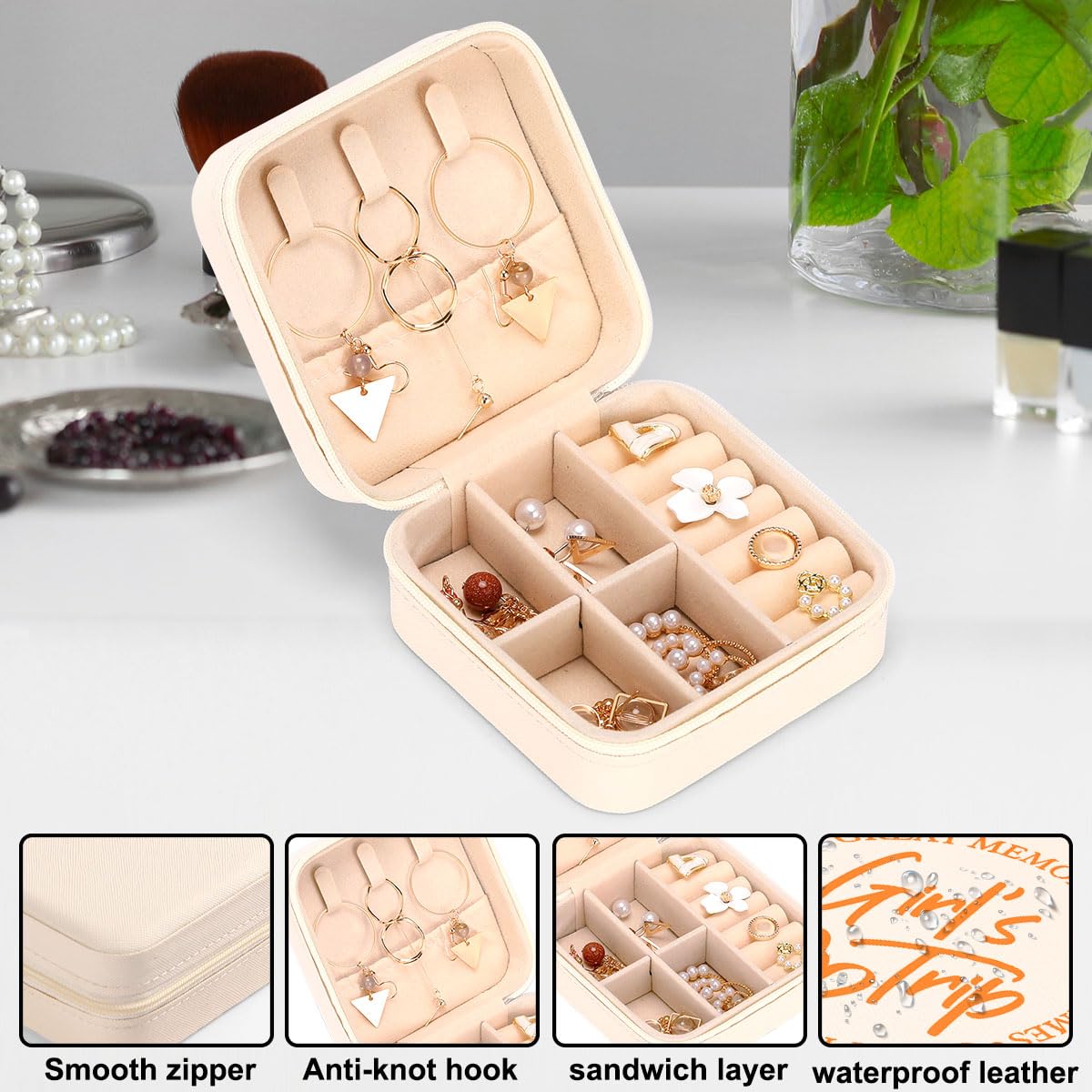 Bonitas cajas de joyería y organizadores, regalos de viaje para niñas, organizador de joyas, estuche de viaje para joyas, caja de joyería pequeña para niñas, cajas organizadoras de anillos de