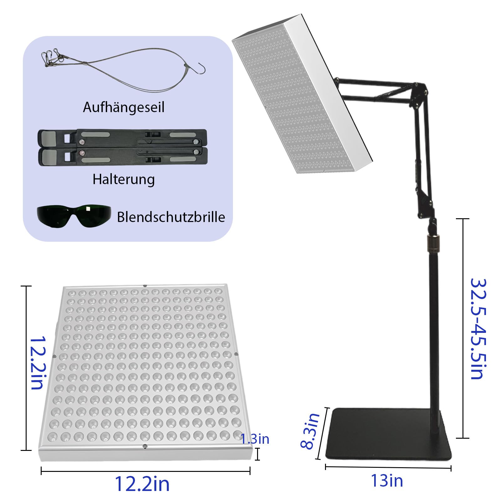Bräunungslicht Solarium Portable Tanning Lamp für Home Gesichtsbräunung Tageslicht für Gesicht und Körper für zu Hause with Adjustable Stand and Hanging Hooks (J)