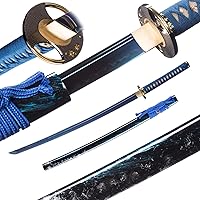 Vista 12 de Katana Sword, Handmade Samurai Sword 9260 Spring Steel - Plum Blossom Design, Full Tang & Clay Tempered - Ideal for Training, Practice, Collection &