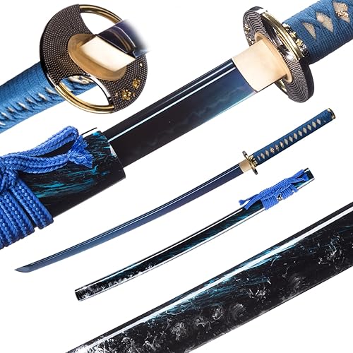 Miniatura 15 de Katana Sword, Handmade Samurai Sword 9260 Spring Steel - Plum Blossom Design, Full Tang & Clay Tempered - Ideal for Training, Practice, Collection &