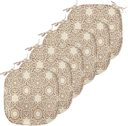 Vista 216 de Lunarable Orient - Juego de 6 cojines de asiento para silla, diseño de estrellas marroquíes, espirales y curvas abstractas, ilustración oriental