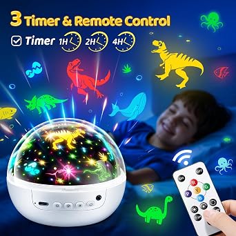 Staryou Dinosaur Toys for Kids 2-7, Remote+3 Films+93 Effects Dinosaur Toys for Kids 3-5, 3 Timer+5 Brightness Baby Sensory Toys, Toddler Sensory Toy, Dinos Toys, 3 Year Boy Birthday Gifts