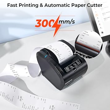 MUNBYN Bluetooth Thermal Receipt Printer P047, 80mm POS Printer, Thermal Printer with USB Serial Ethernet, Bluetooth, Support Android Windows PC (Do Not Support iOS Paypal Doordash Grubhub Vagaro)
