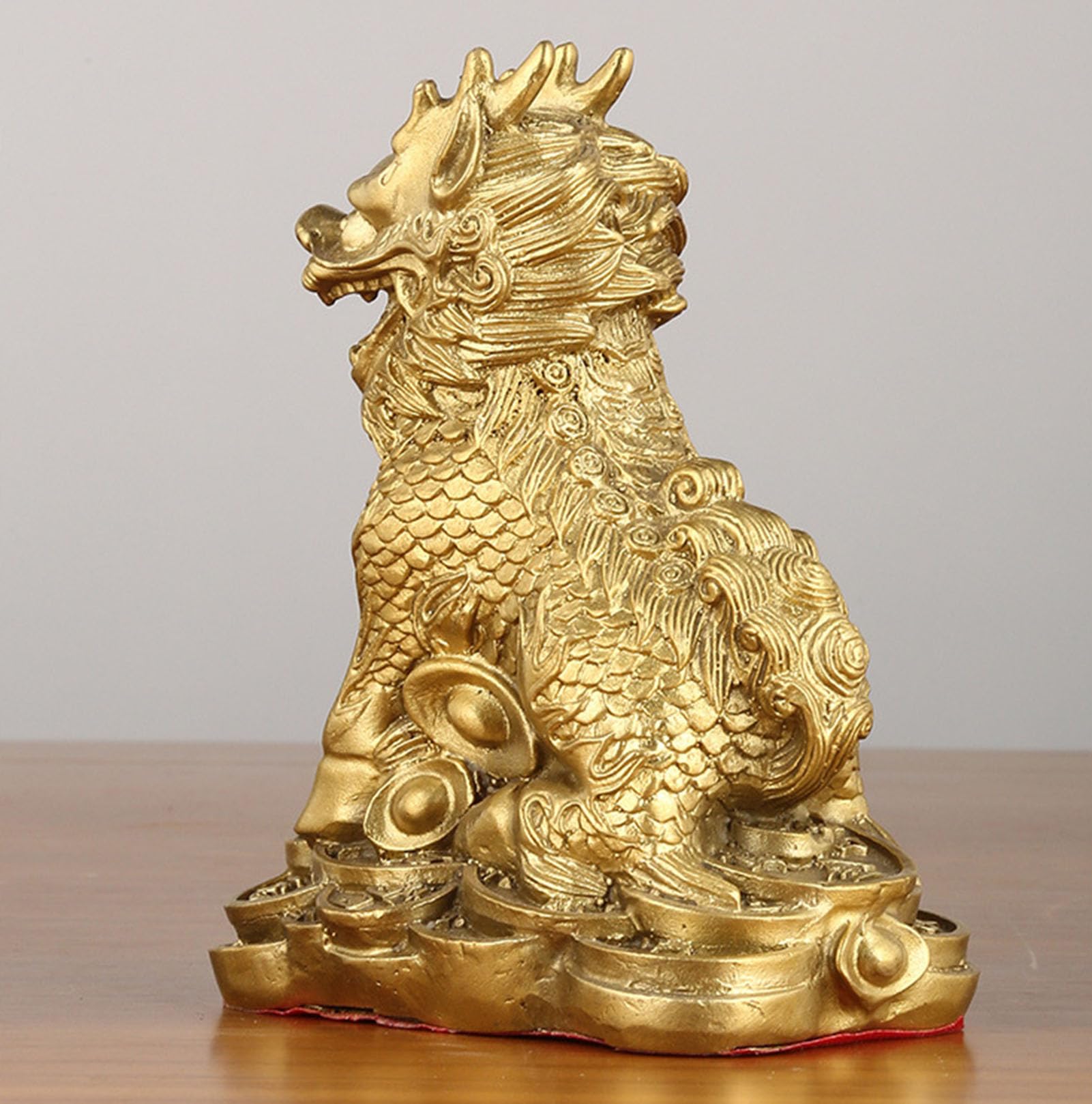 Chiński posąg Feng Shui Chi Lin/Kylin, atrakcja bogactwa w grudniu lub | Kolekcja prezentów, opiekun Qilin, przyciąganie pieniędzy i powodzenia, dobrobyt bogactwa, rzeźba do dekoracji wnętrz