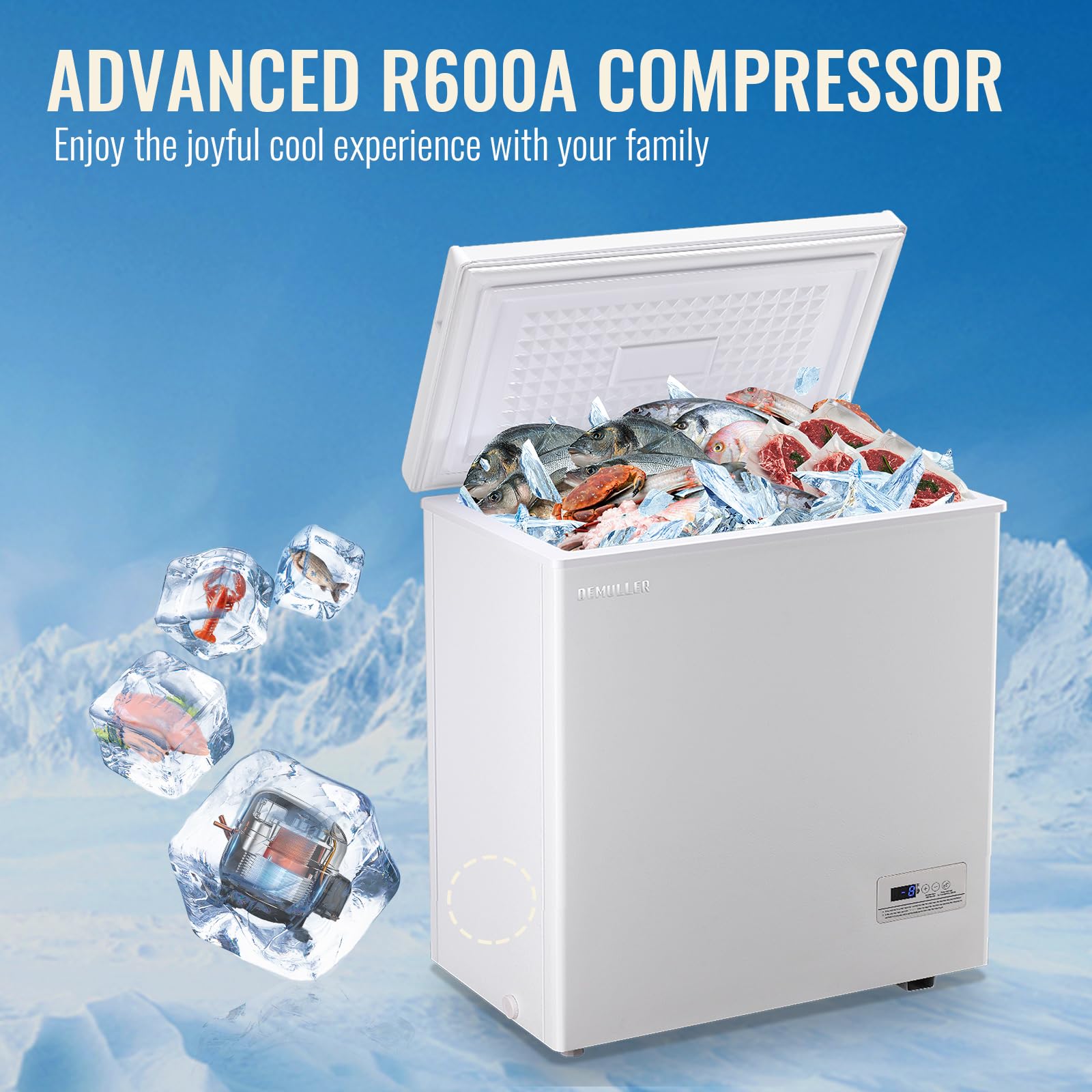 Demuller Large Capaity Deep Chest Freezer With Electronic Temperature Control Panel Compact Small Freezers With Two Baskets White (-12℉ To 50℉) Ideal For Kitchen Dorm Apartment on Fridge.com - View 3