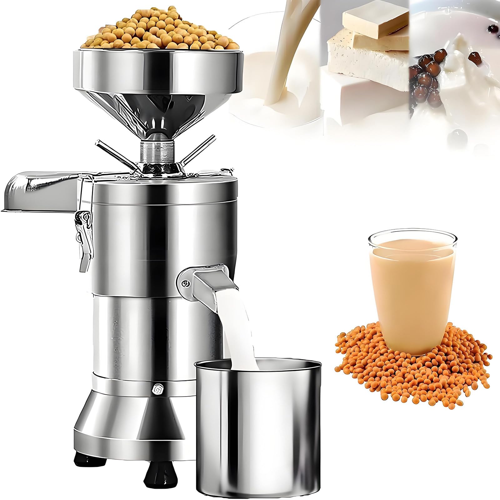 Drmoxin Commercial Separate Type Soybean Milk Machine Automatic Soy Milk Grinder with Removable Filter Slag Separation Stainless Steel Nut Milk Maker for Soymilk,Tofu