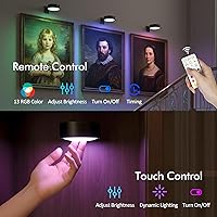 Vista 42 de 3-Pack Picture Lights for Wall, Rechargeable Battery Operated Led Painting Light with Remote Dimmable ＆ Timer, 3 Lighting Modes Magnetic Art Display
