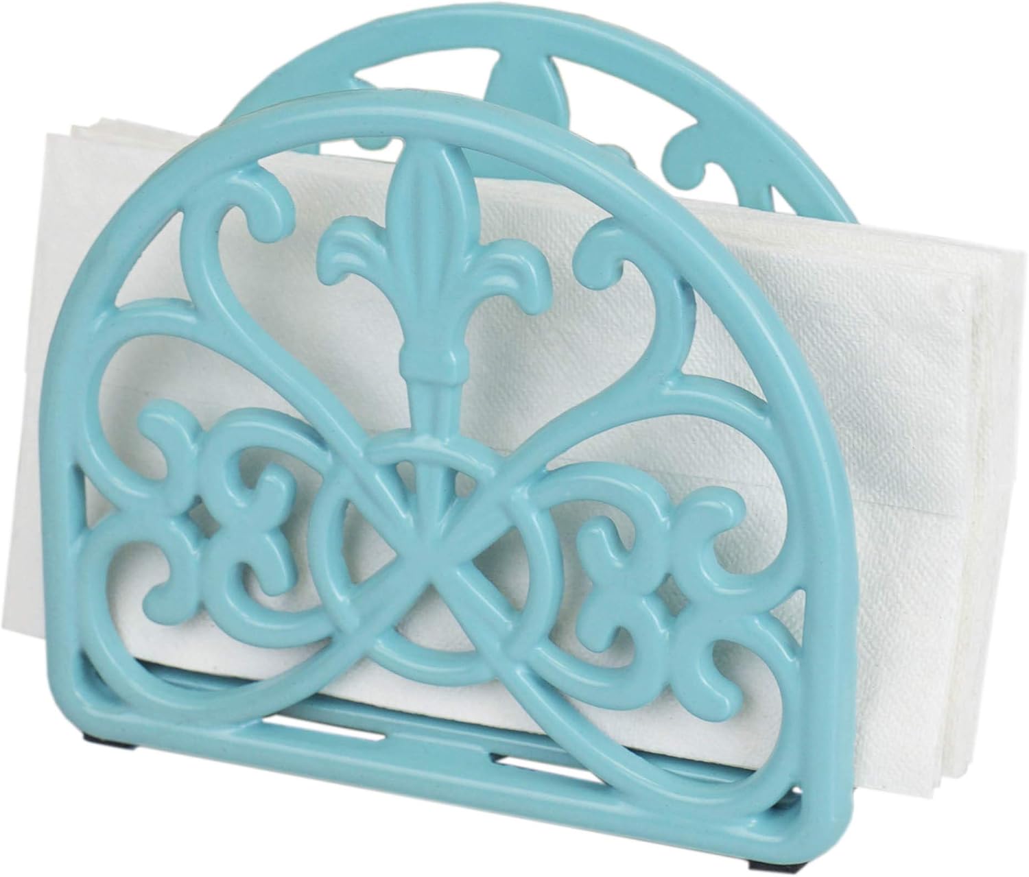 Home Basics Cast Iron Paper Napkin Holder/Freestanding Tissue Dispenser for Kitchen Countertops, Dining, Picnic Table, Indoor & Outdoor Use, Red: Home & Kitchen