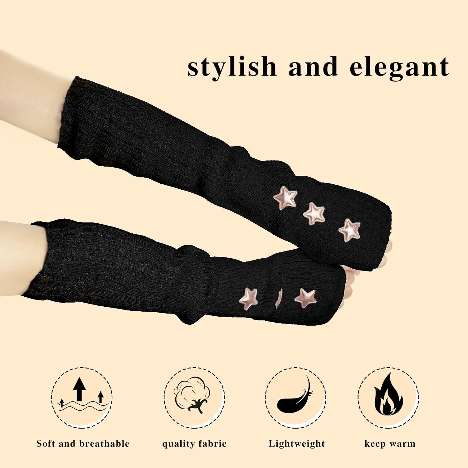 Women's Arm Warmers, Fashion Warm Knitted Wrist Warmers Cute Long Fingerless Gloves Y2k Arm Sleeves with Thumb Hole