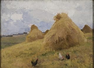 WGZGEFLEB Famous Painting Decorative Poster Artwork Wall Art Chickens Among Cornstooks by Helene Schjerfbeck Animal Pictures for Home Decor 60x90cm
