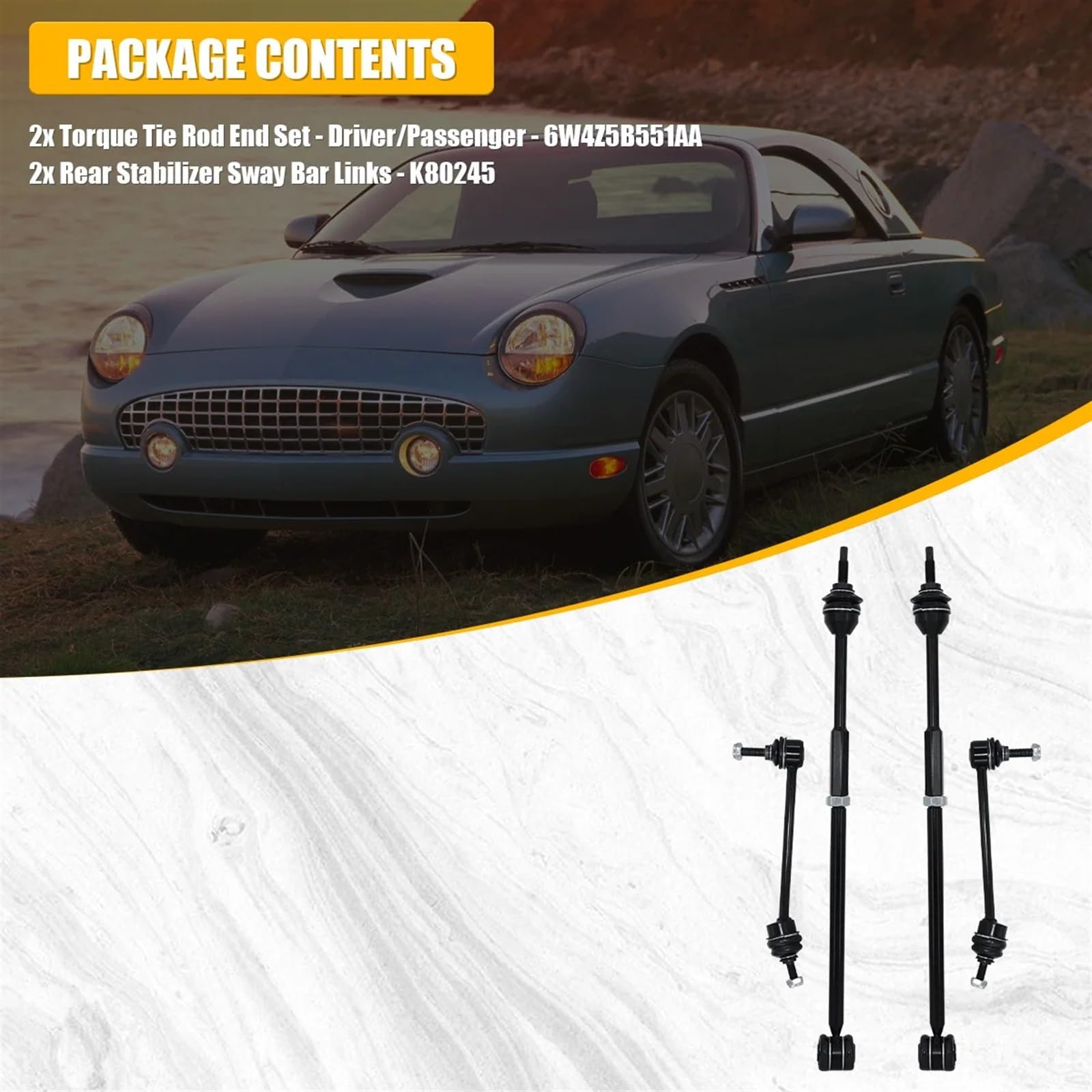 Juego de 4 extremos de barra de acoplamiento y barra estabilizadora trasera compatibles con Lincoln LS, compatibles con Thunderbird 2000 2001 2002 2003 2004 2005 2006
