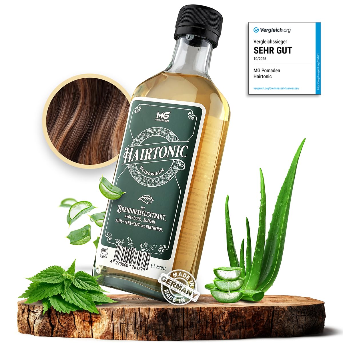 Hairtonic Lotion Capillaire à l’Ortie – Soin quotidien cuir chevelu & cheveux – Caféine, Aloe Vera, Panthénol – Sans rinçage