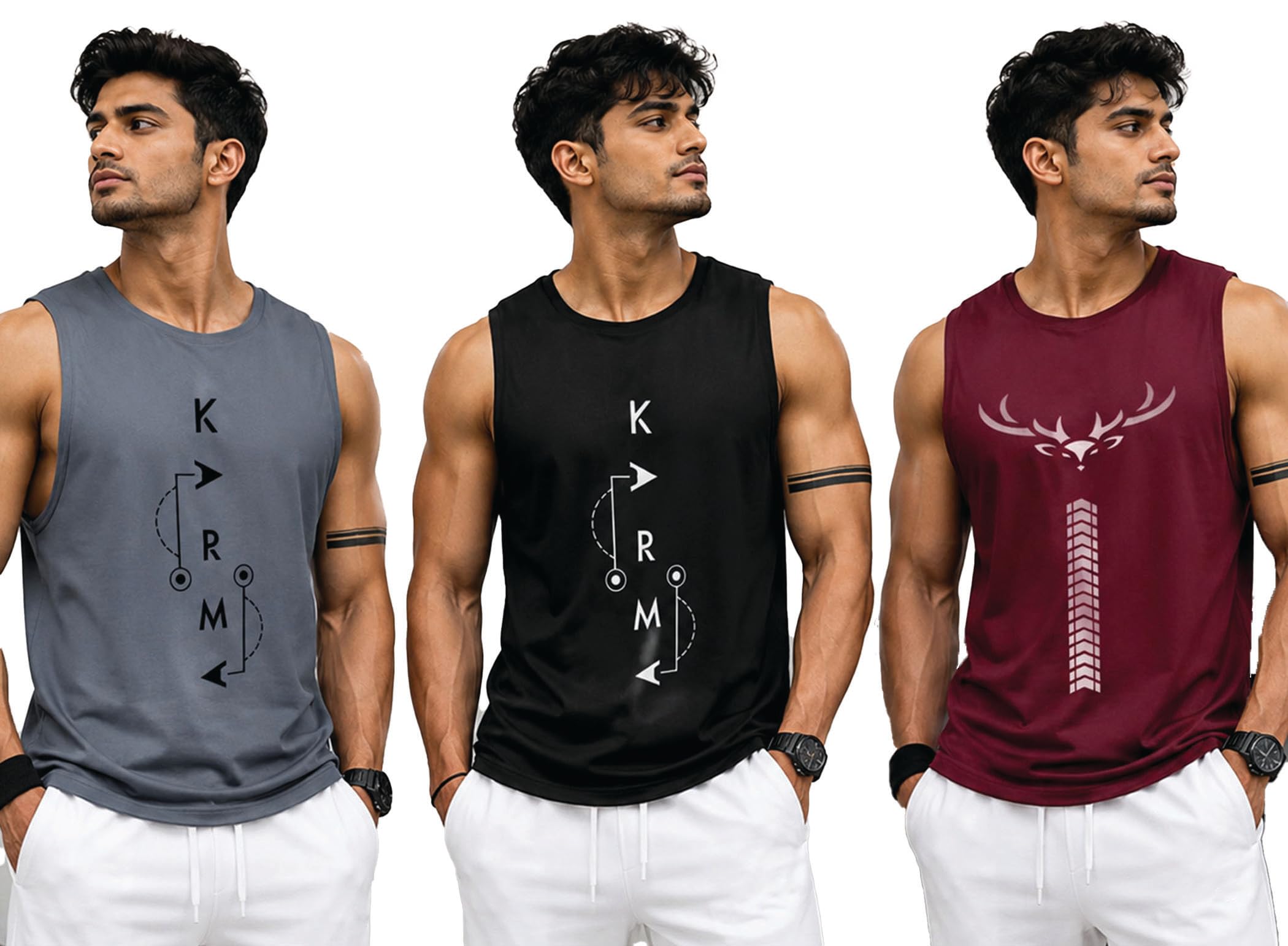 ausk Men Vest || Gym Tshirt for Men || Lion Printed Sleeveless Regular Fit T Shirt for Mens-picture-25