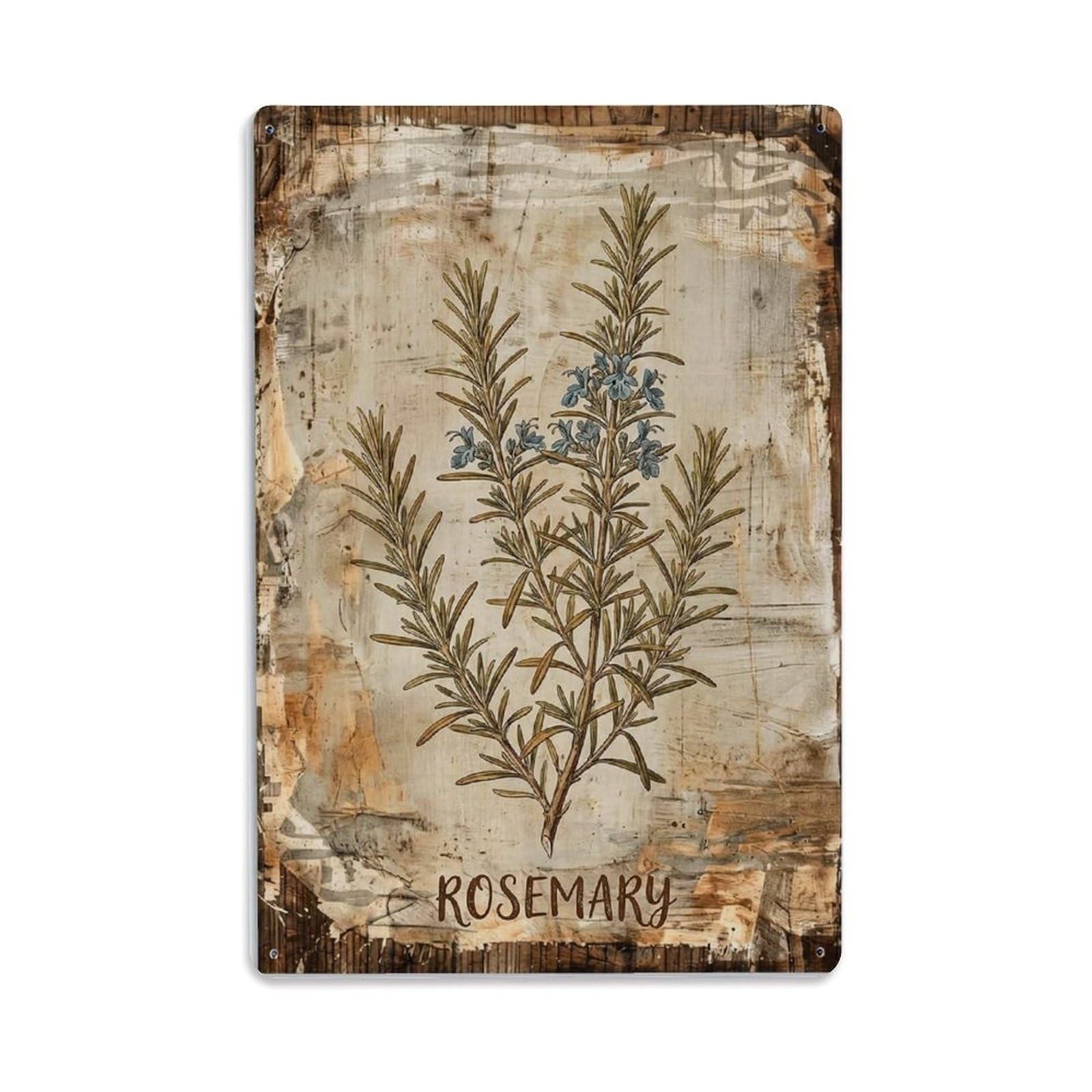 Rosemary Botanical Vintage Metal Tin Sign Plaque Wall Decor for Cafe, Club, Garden Metal Poster 8x12Inch
