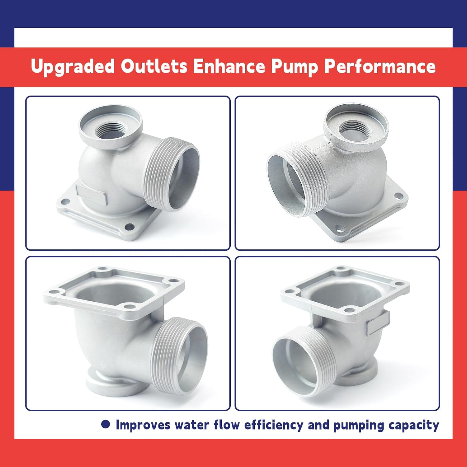 NPT Threaded Outlet with 4 Bolts Replacement for Predator 2 inch 212cc Engine Semi-Trash Generators Water Pump Parts Replace 63405 56160