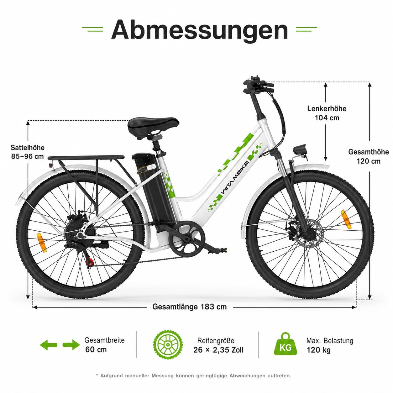E-Bike 250W Motor 48V20 Akku 7-Gang mit Federdämpfung Scheibenbremsen | 25 km/h Höchstgeschwindigkeit, 100-120 km Reichweite, Scheibenbremsen, Herren & Damen, Stadt & Gelände