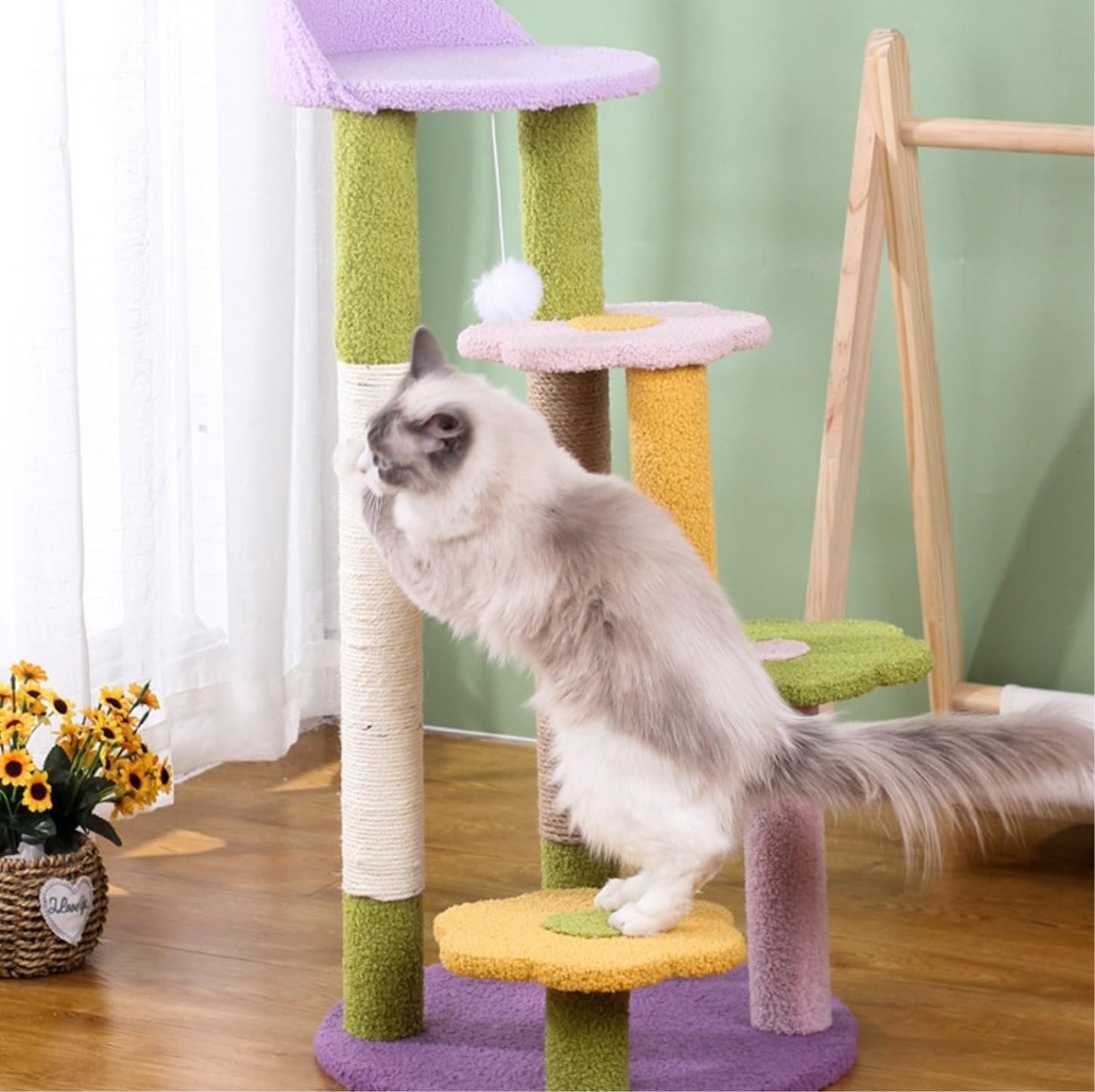 Alberi per Gatti Tiragraffi per Gatti da Interno, Centro attività per Arrampicata su Torre, A 4 Livelli Albero Gatti Interno